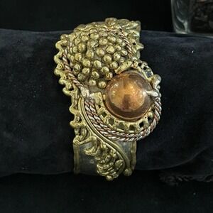 Vintage Mexican Cuff Bracelet Mixed Metals